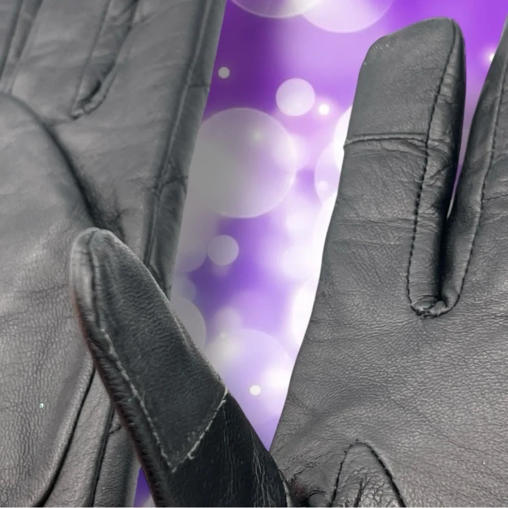 Michael Michael Kors Quilted Black Leather Gloves with Gold Detail